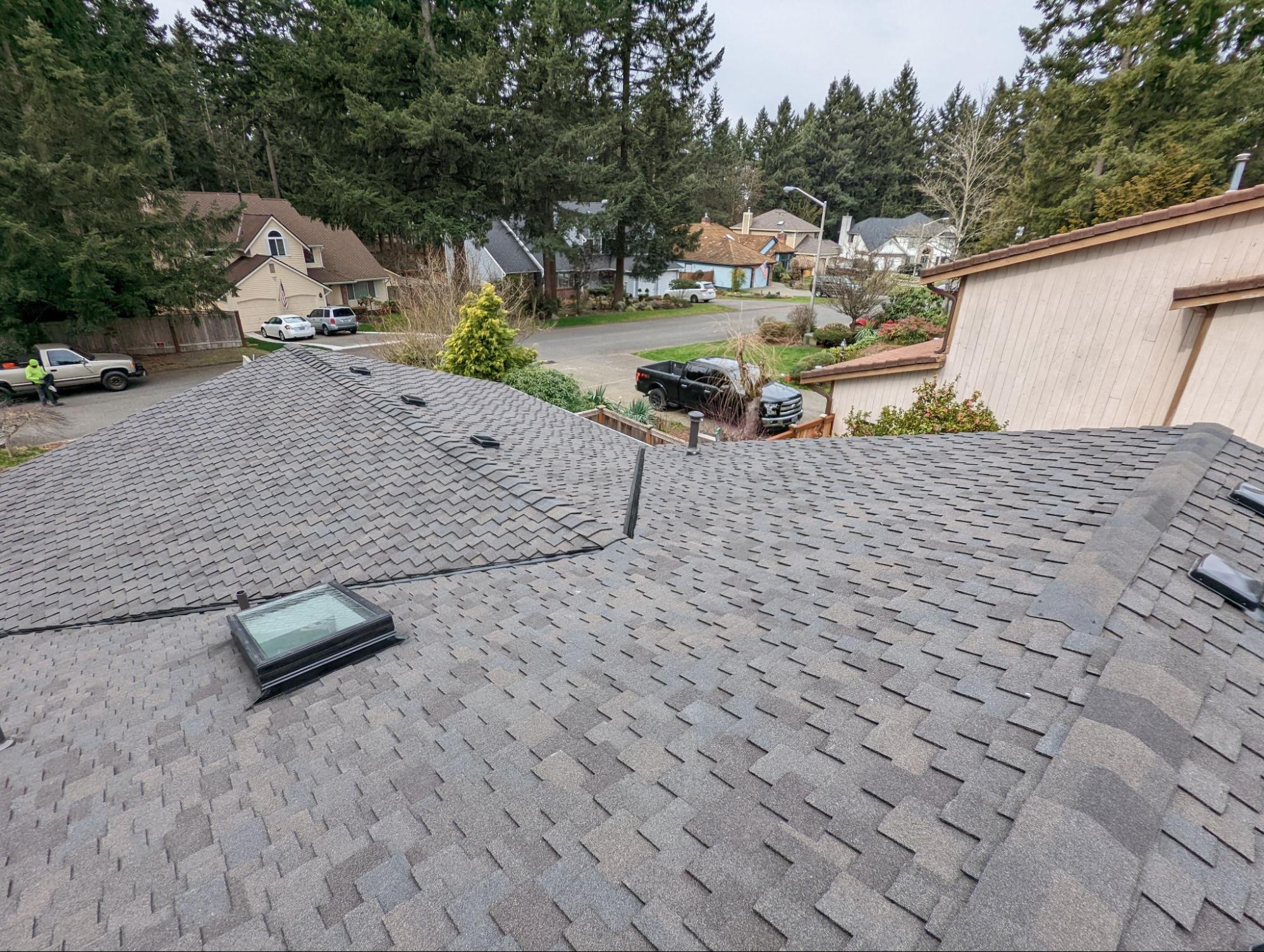 A brand new roof after re-roofing.