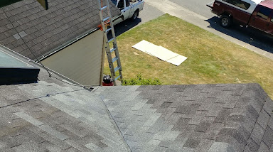A roof being inspected.