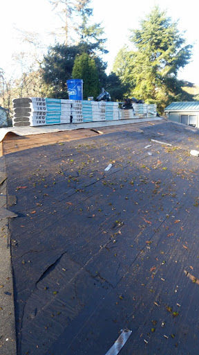A roof tear off of an old roof.
