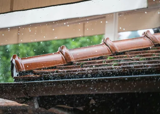 Rain on a tile roof